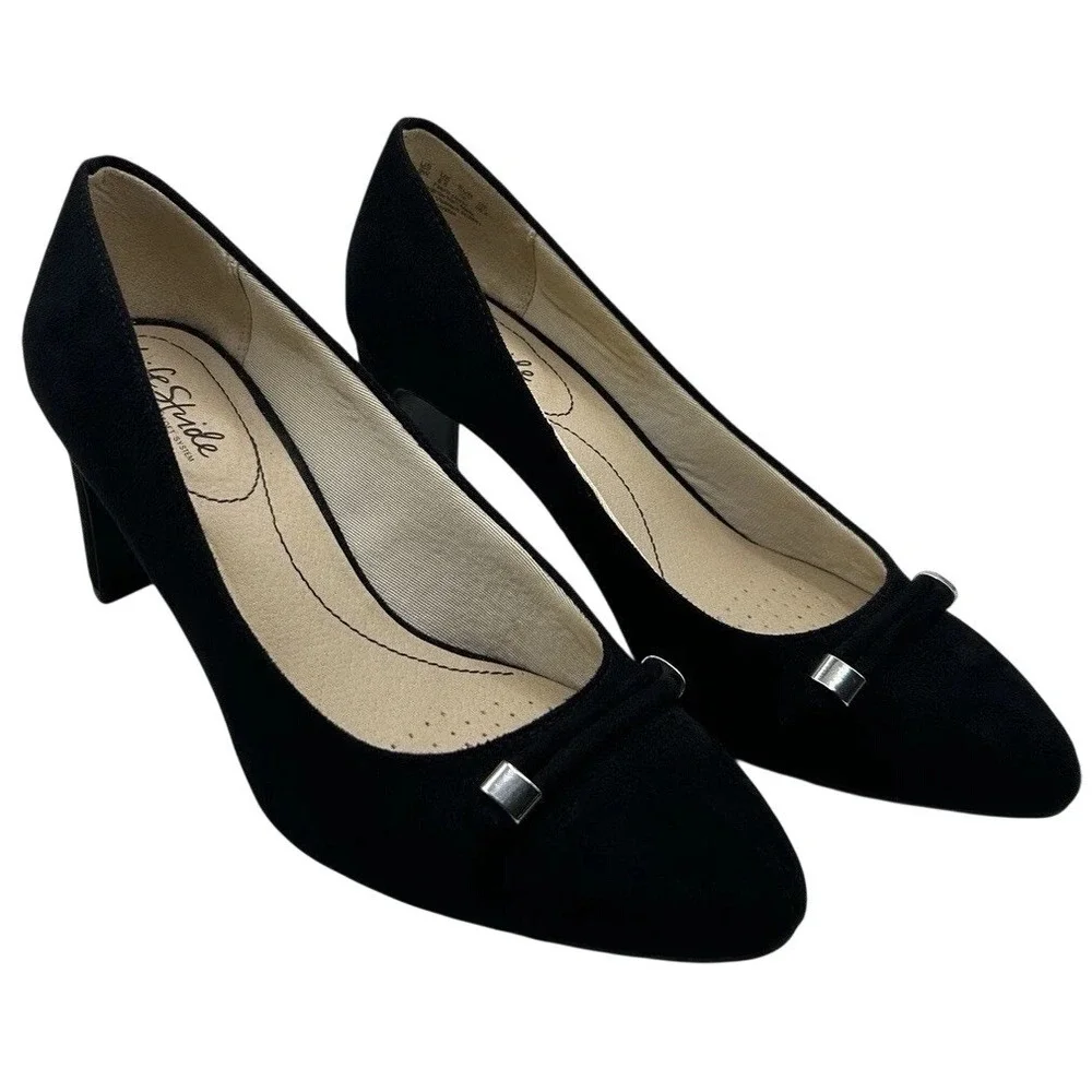 LifeStride Gianna Black Low Heel Pumps 9W Comfort Career Work Capsule‎ Church